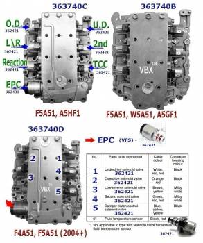 Плита гидравлическая клапанная F4A41 / F4A51 / A5HF1 на 7 соленоидов(Б (VALVE BODIES)