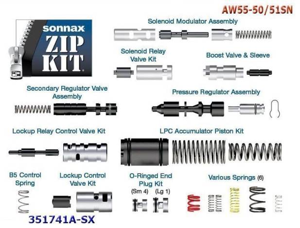 ZIP KIT AW55-50 / 51SN Sonnax 351741A-SX (VALVE BODY PARTS)