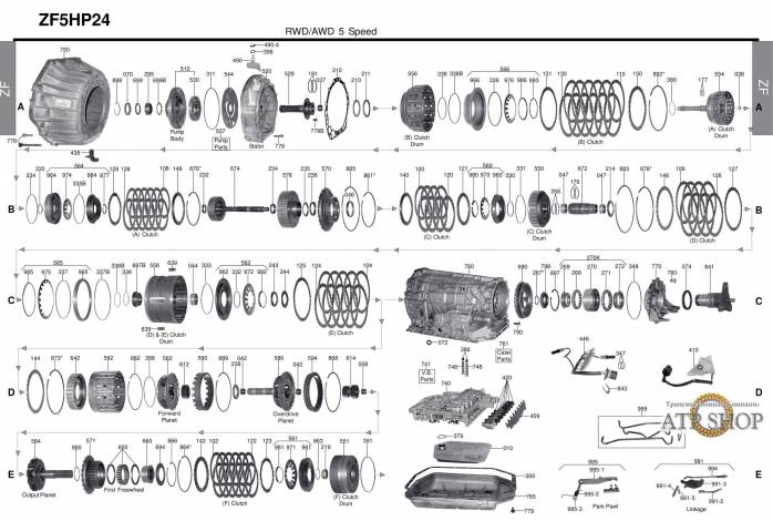 акпп 5HP24 (01L) A8 5-я серия 7-я серия 8-я серия X5 VANDEN PLAS XJ XJ8 XK8 RANG...