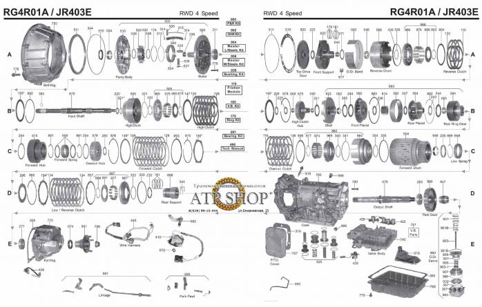 акпп JR403E, RE4R03A CARAVAN FAIRLADY Z TERRANO REGULUS Q45 TRUCK NPR, W4