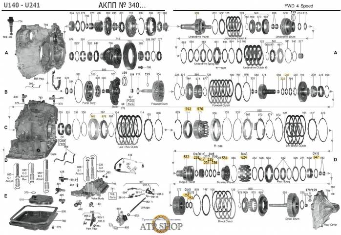 акпп U240E/ U241E (MU6) ALPHARD CALDINA CAMRY GRACIA CELICA GTS COROLLA CORONA E...