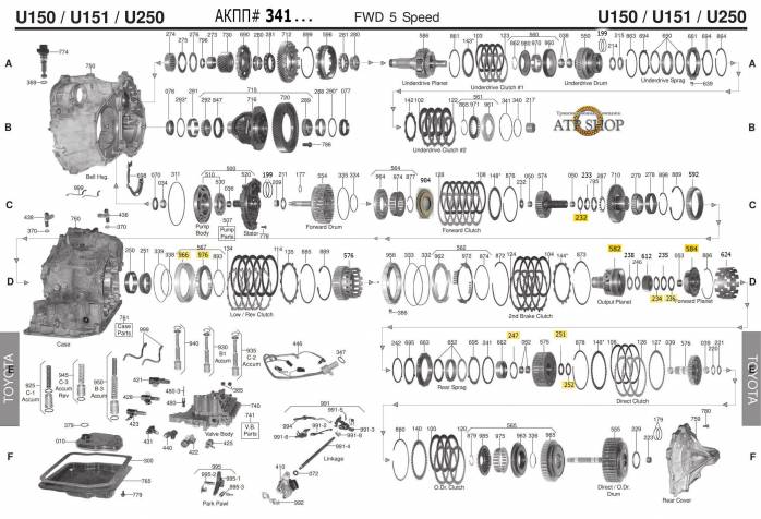 акпп U150E/F, U151E/F AVALON AVENSIS CAMRY HIGHLANDER RAV4 SIENNA SOLARA ES330 R...