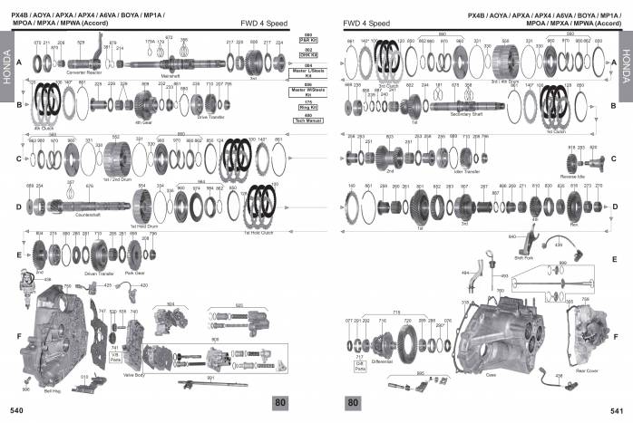 акпп 4sp  MP1A, MPJA, A6VA, AOYA, BOYA, MPOA, MPXA 2.5 TL ACCORD ODYSSEY PRELUDE