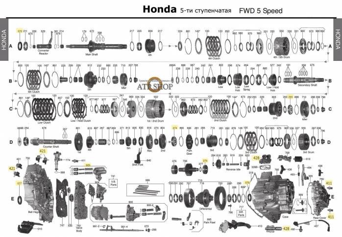 акпп 5sp MDKA, BDKA, MJBA, MDRA, BVLA, PVGA, PVLA, P34A MDX PILOT