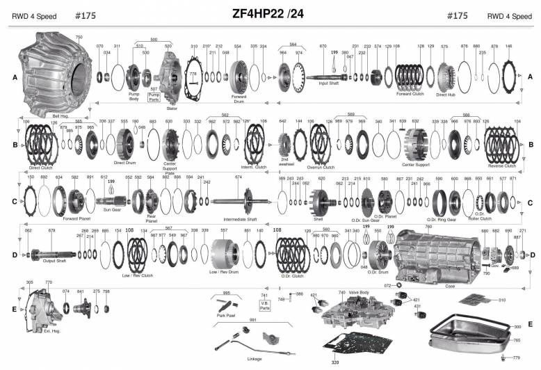 акпп 4HP22, 4HP24 75 MILANO 3-я серия 5-я серия 6-я серия 7-я серия M535i 760 XJ...