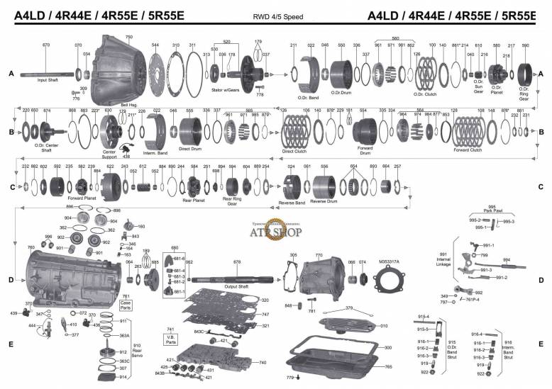 акпп A4LD, 4R44E \55E, 5R55E \44E AEROSTAR MUSTANG TRANSIT NAVAJO PICKUP METROCA...