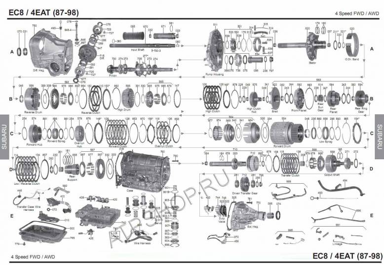 акпп EC8 / R4AX-EL / 4EAT(87-98) FORESTER IMPREZA LEGACY LOYALE OUTBACK SVX XT