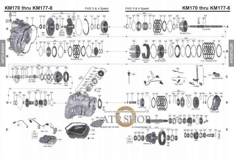 акпп F4A21, F4A22 KM175/176/177 COLT/COLT VISTA 2000 GTX SUMMIT SUMMIT/SUMMIT WA...