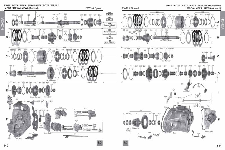 акпп 4sp  MP1A, MPJA, A6VA, AOYA, BOYA, MPOA, MPXA 2.5 TL ACCORD ODYSSEY PRELUDE