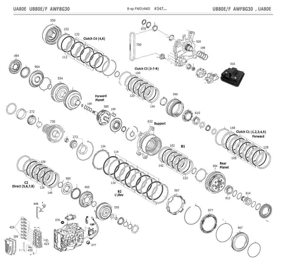 акпп UB80E\F, AWF8G30, 8G30, AQ300/09S 