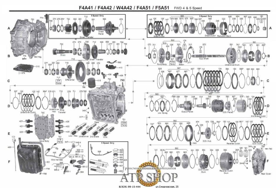 акпп F4A41- F4A42, W4A442, F5A42 SEBRING F3/F3R F6 G6 M6 S6 T9 SPLENDOR STRATUS...